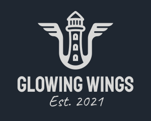 Gray Lighthouse Wings logo design