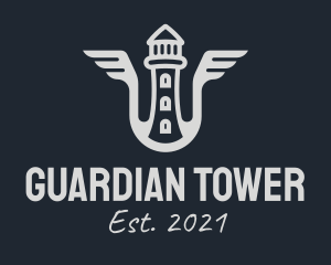 Gray Lighthouse Wings logo design