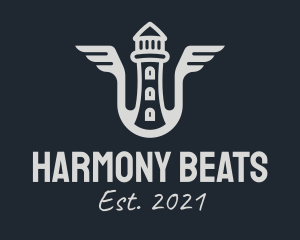 Beacon - Gray Lighthouse Wings logo design