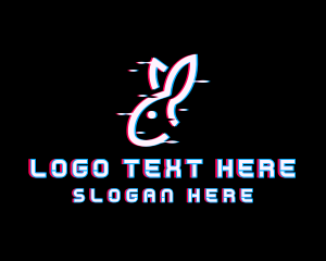 Glitchy - Digital Bunny Glitch logo design