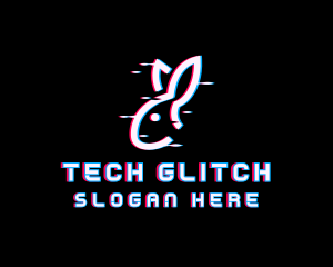 Digital Bunny Glitch logo design