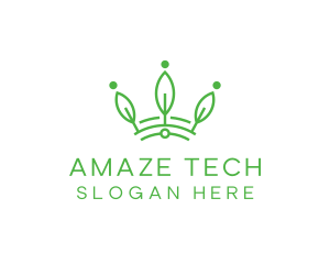 Green Leaf Tech Crown logo design