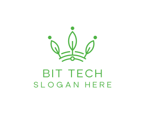 Green Leaf Tech Crown logo design