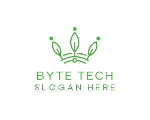 Green Leaf Tech Crown logo design