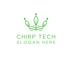 Green Leaf Tech Crown logo design