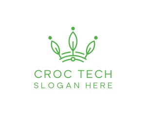 Green Leaf Tech Crown logo design