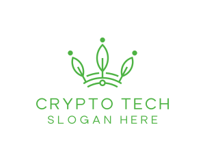 Green Leaf Tech Crown logo design