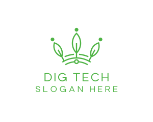 Green Leaf Tech Crown logo design