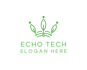 Green Leaf Tech Crown logo design