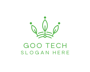 Green Leaf Tech Crown logo design