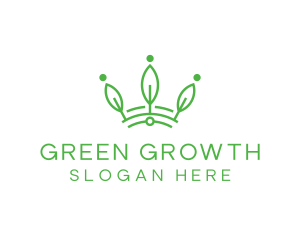 Green Leaf Tech Crown logo design