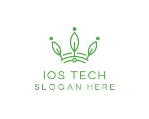 Green Leaf Tech Crown logo design