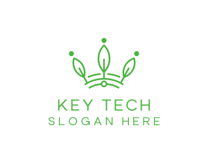 Green Leaf Tech Crown logo design