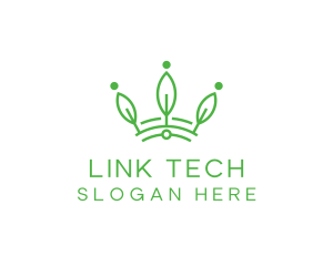 Green Leaf Tech Crown logo design