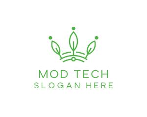 Green Leaf Tech Crown logo design