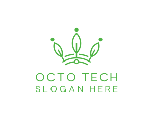 Green Leaf Tech Crown logo design