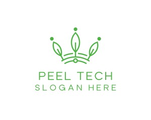 Green Leaf Tech Crown logo design