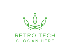 Green Leaf Tech Crown logo design