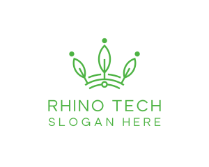 Green Leaf Tech Crown logo design