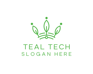 Green Leaf Tech Crown logo design