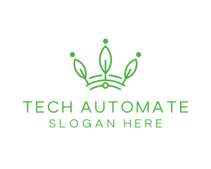 Green Leaf Tech Crown logo design