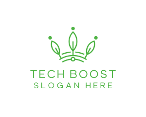 Green Leaf Tech Crown logo design