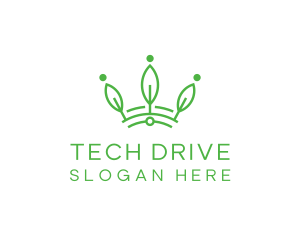 Green Leaf Tech Crown logo design