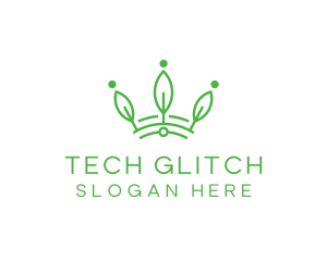 Green Leaf Tech Crown logo design