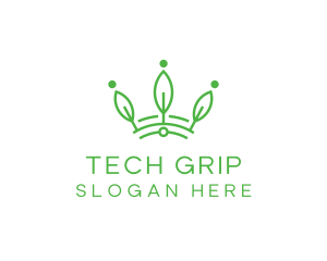 Green Leaf Tech Crown logo design