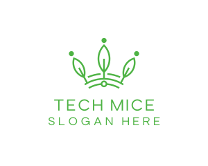 Green Leaf Tech Crown logo design