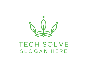 Green Leaf Tech Crown logo design