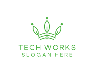 Green Leaf Tech Crown logo design