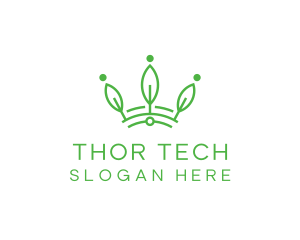 Green Leaf Tech Crown logo design