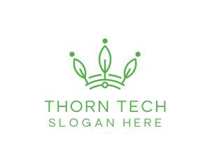 Green Leaf Tech Crown logo design