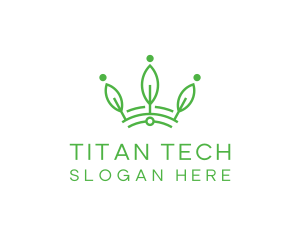 Green Leaf Tech Crown logo design