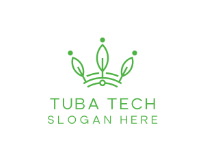 Green Leaf Tech Crown logo design