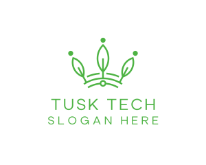 Green Leaf Tech Crown logo design