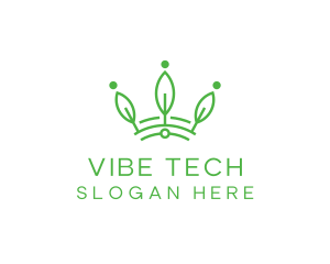 Green Leaf Tech Crown logo design