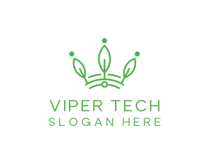 Green Leaf Tech Crown logo design