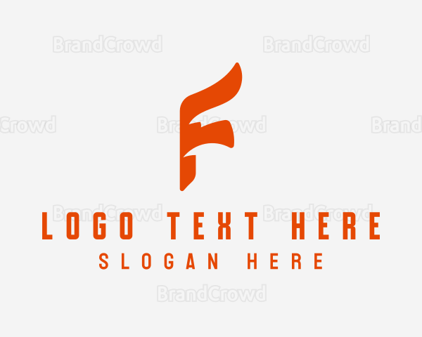 Flow Flag Ribbon Letter F Logo