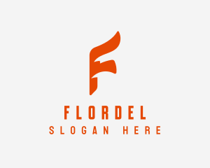 Flow Flag Ribbon Letter F logo design