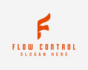 Flow Flag Ribbon Letter F logo design