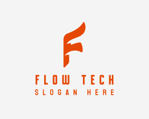 Flow - Flow Flag Ribbon Letter F logo design