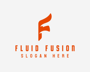 Flow Flag Ribbon Letter F logo design