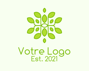 Tree Planting - Green Leaf Ornament logo design