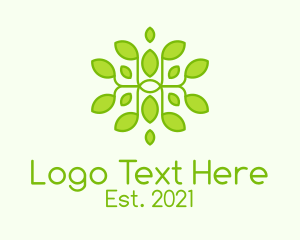 Symmetrical - Green Leaf Ornament logo design