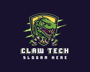 Dinosaur Claw Shield Gaming logo design