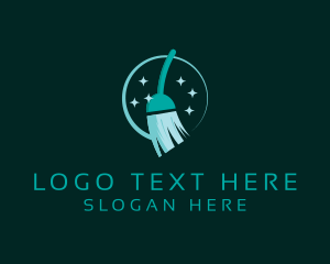 Sparkling Clean Broom logo design