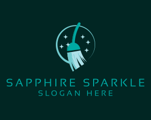 Sparkling Clean Broom logo design