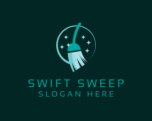 Sparkling Clean Broom logo design